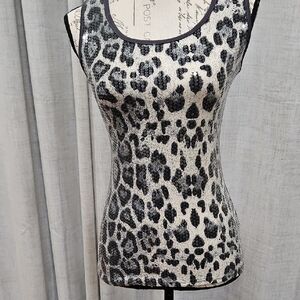 Chic Sequined Leopard Print Tank Top Fab